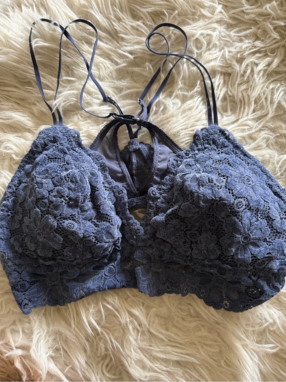 Aerie Blue Lace Padded Bralette M